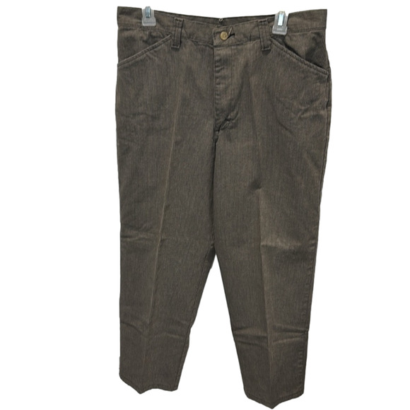 Lee Riders Flat Front Brown‎ Tan Striped Women's 14 Size Waist Taken In - Picture 1 of 6